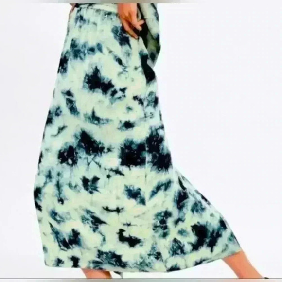ZARA Flowy Tie Dye Batik Midi Skirt Sea Green Size XS - Picture 1 of 9